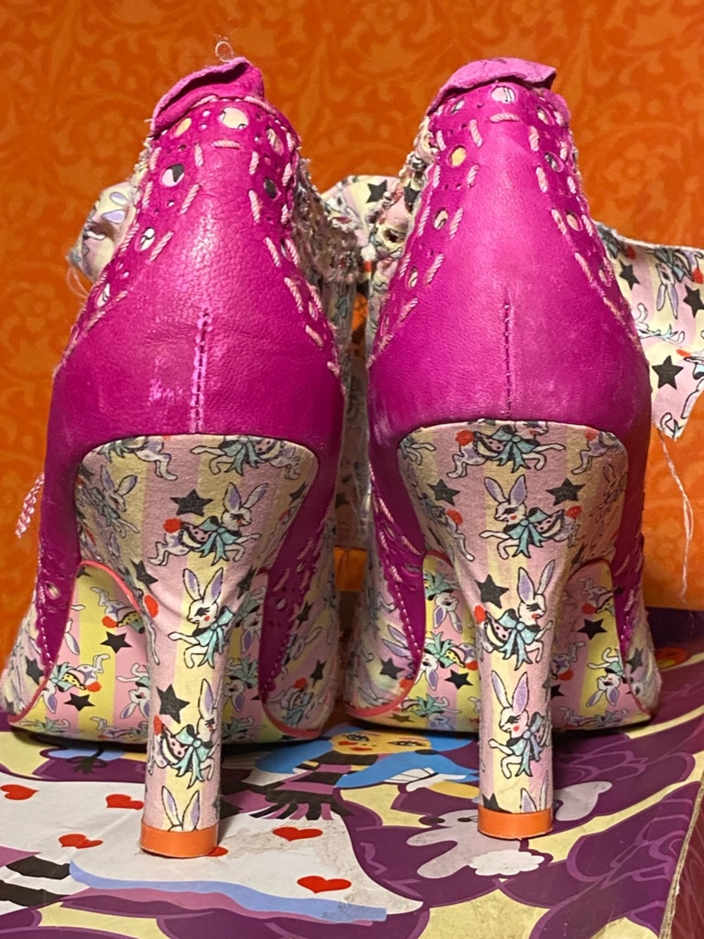 RESERVED 2010,”Iced Gem Abigail Bunny” hot pink bootie,box,free bag,8 - Picture 2 of 15